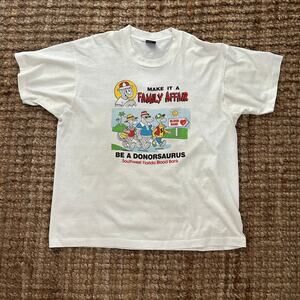 Vintage 90s Single Stitch Donorsaurus T Shirt USA XL Florida Blood Bank
